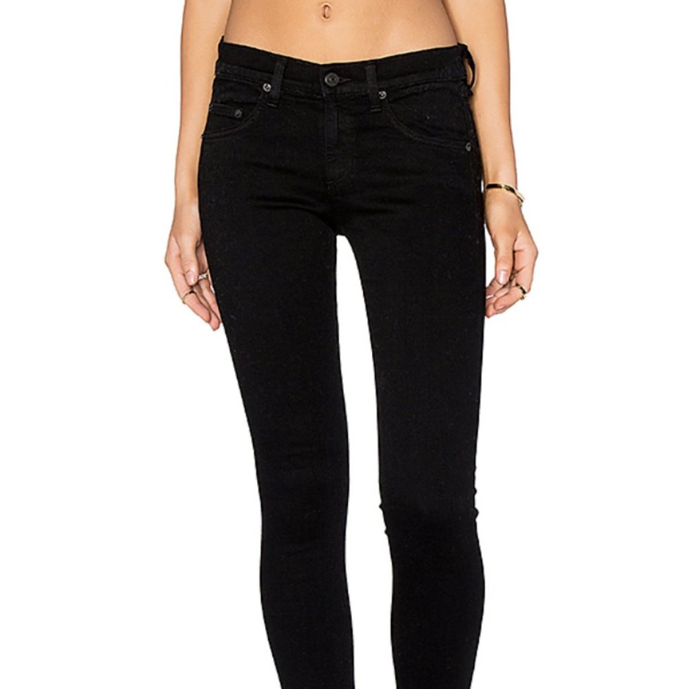 rag & bone classic mid-rise skinny jeans in nero